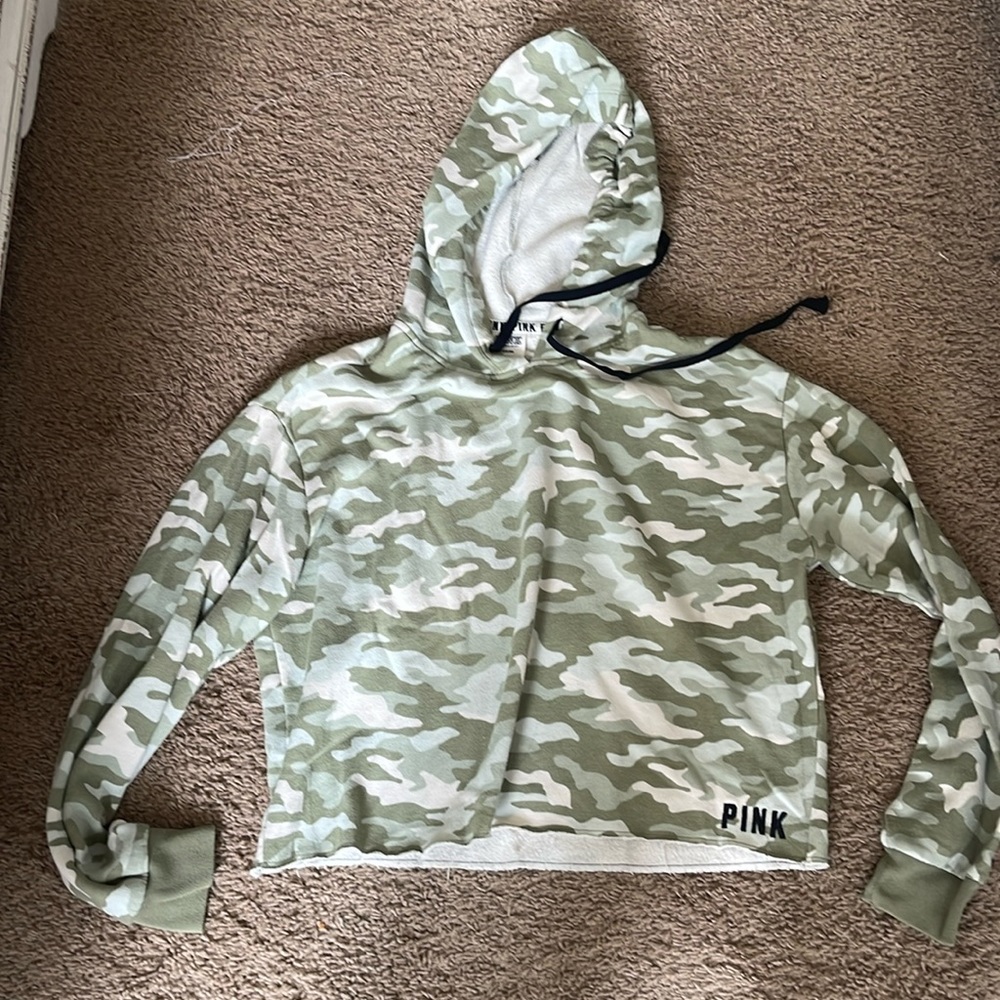 Victoria’s Secret cropped hooded sweatshirt camouflage